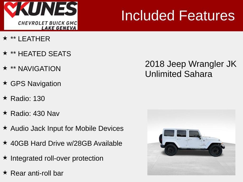 used 2018 Jeep Wrangler JK Unlimited car, priced at $17,530