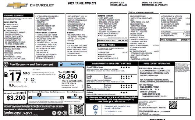 new 2024 Chevrolet Tahoe car, priced at $72,500