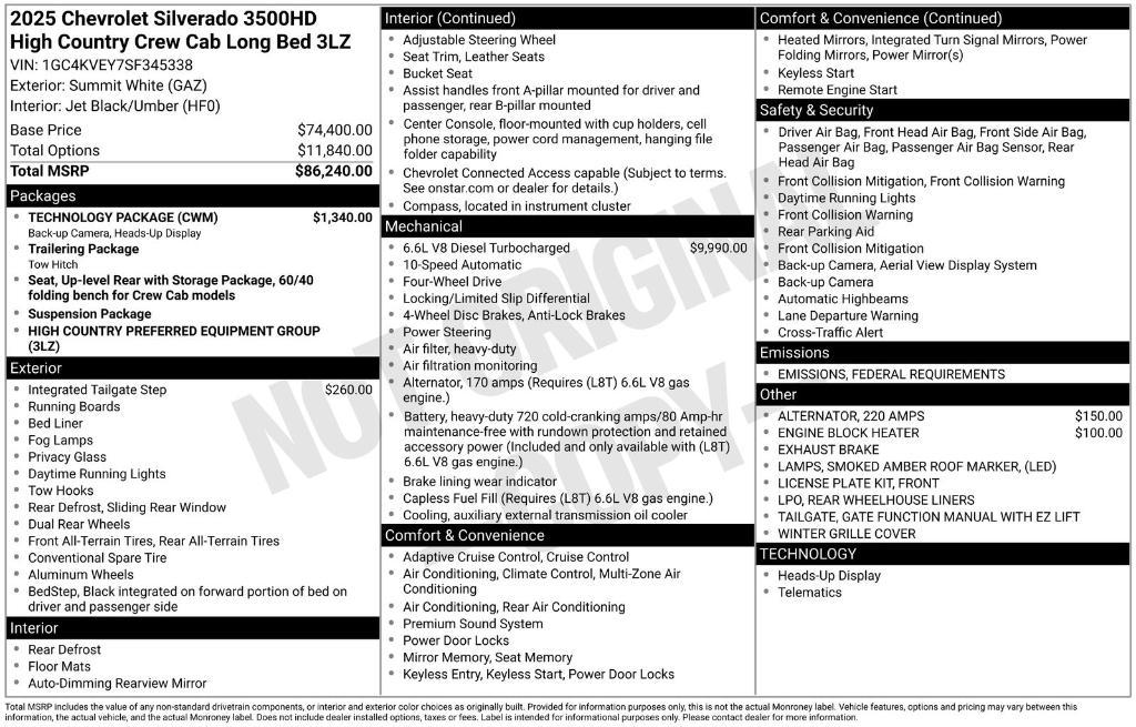 new 2025 Chevrolet Silverado 3500 car, priced at $89,885