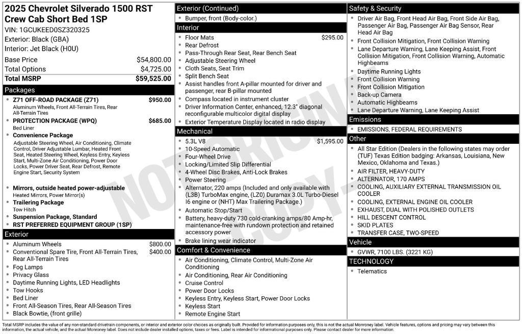 new 2025 Chevrolet Silverado 1500 car, priced at $53,136