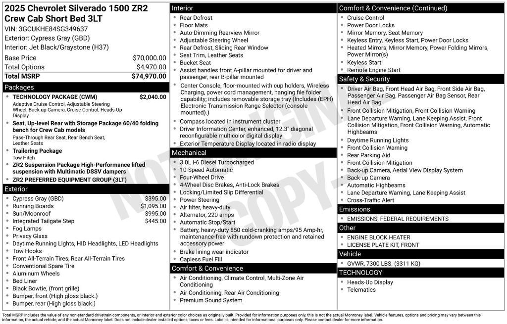 new 2025 Chevrolet Silverado 1500 car, priced at $72,165