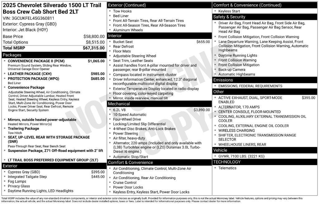 new 2025 Chevrolet Silverado 1500 car, priced at $64,451