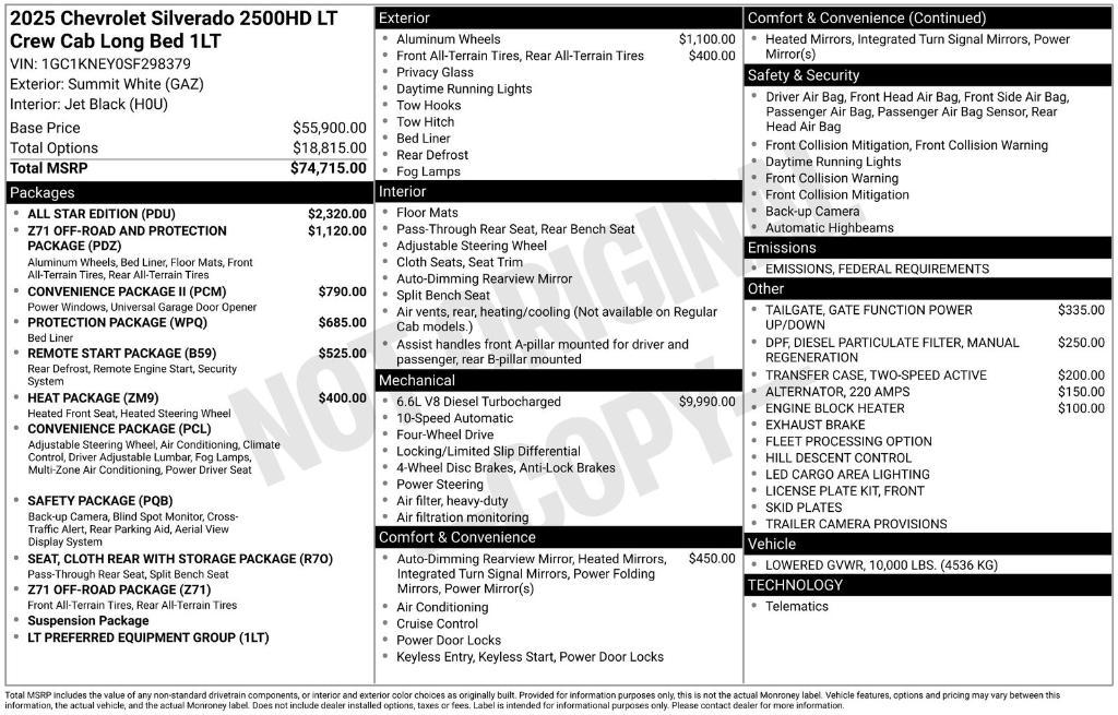 new 2025 Chevrolet Silverado 2500 car, priced at $69,891