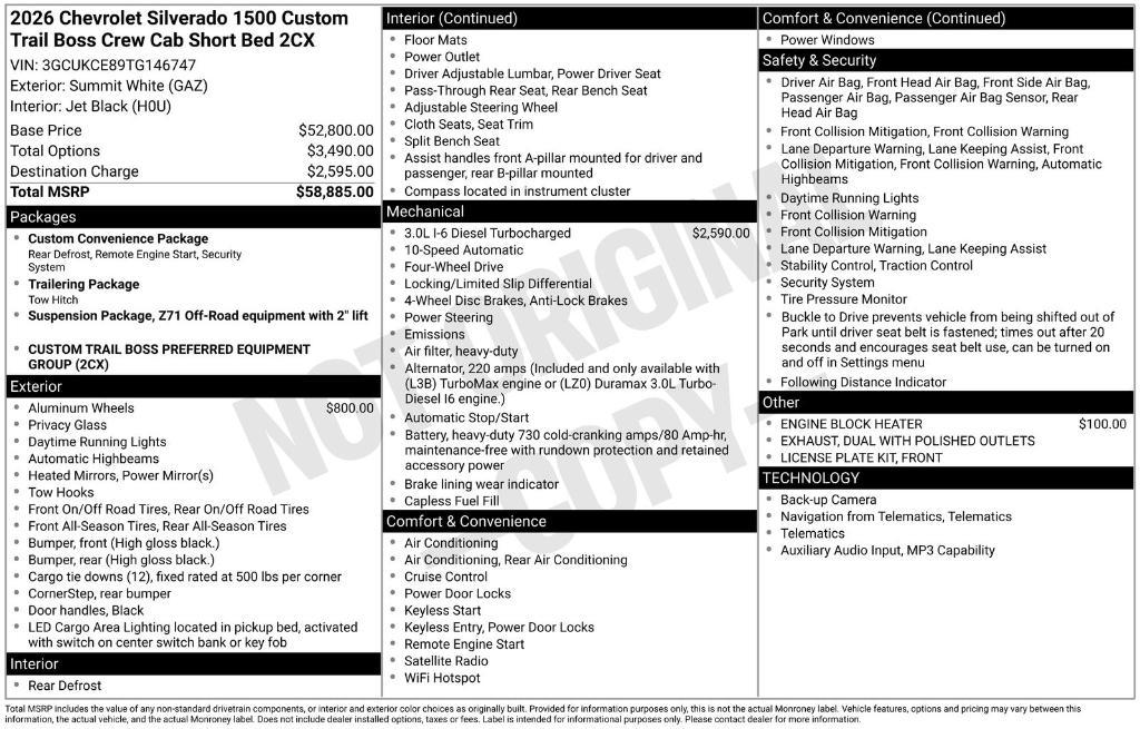 new 2026 Chevrolet Silverado 1500 car, priced at $55,535