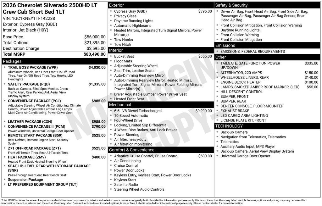 new 2026 Chevrolet Silverado 2500 car, priced at $77,273