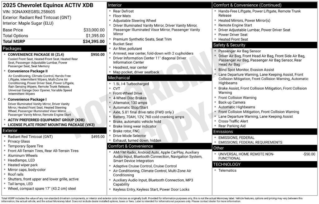 new 2025 Chevrolet Equinox car, priced at $34,677