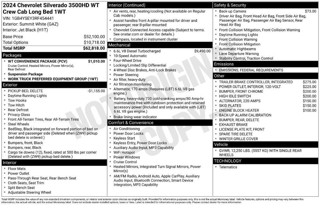 new 2024 Chevrolet Silverado 3500 car, priced at $67,995