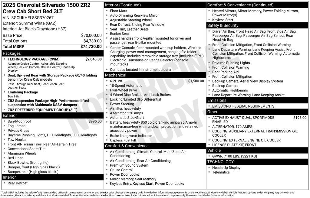 new 2025 Chevrolet Silverado 1500 car, priced at $71,472