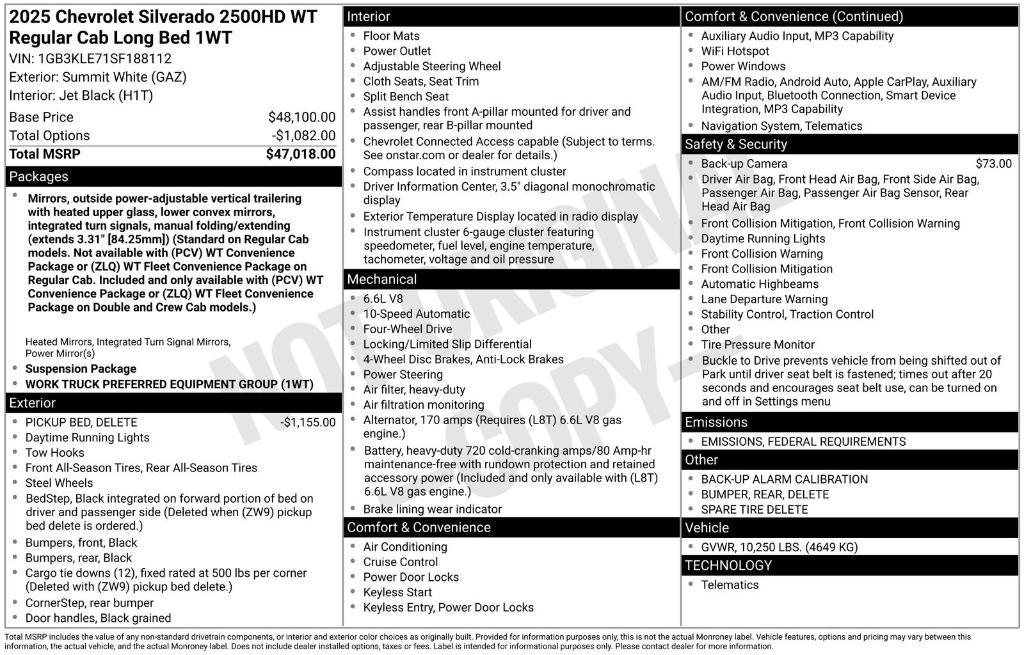 new 2025 Chevrolet Silverado 2500 car, priced at $56,900