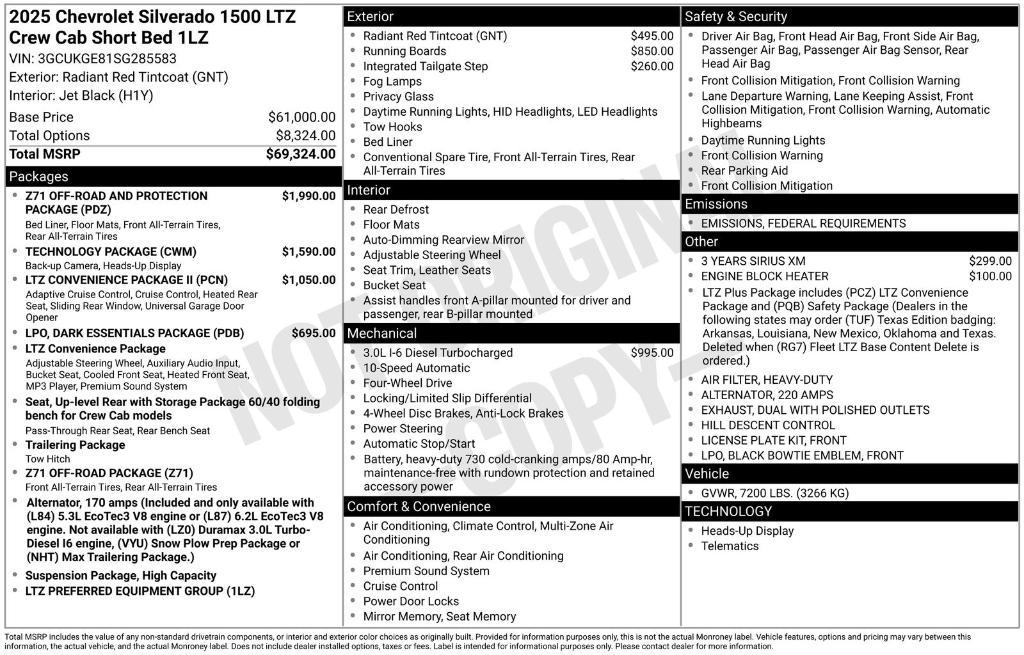 new 2025 Chevrolet Silverado 1500 car, priced at $66,119