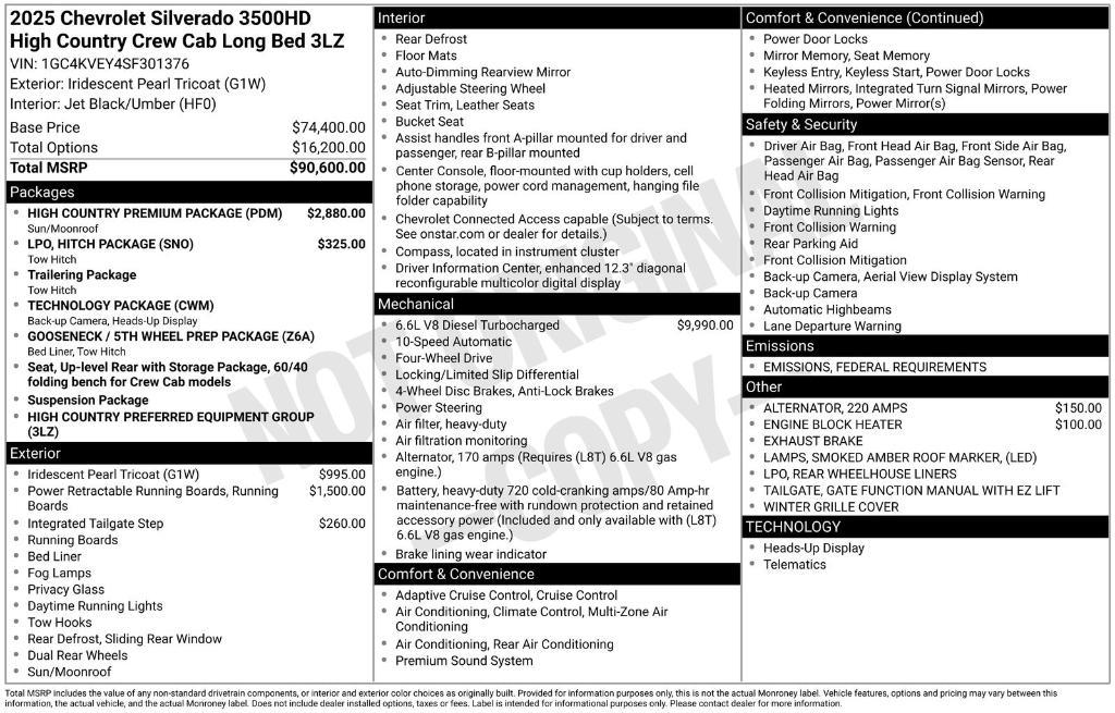 new 2025 Chevrolet Silverado 3500 car, priced at $86,238