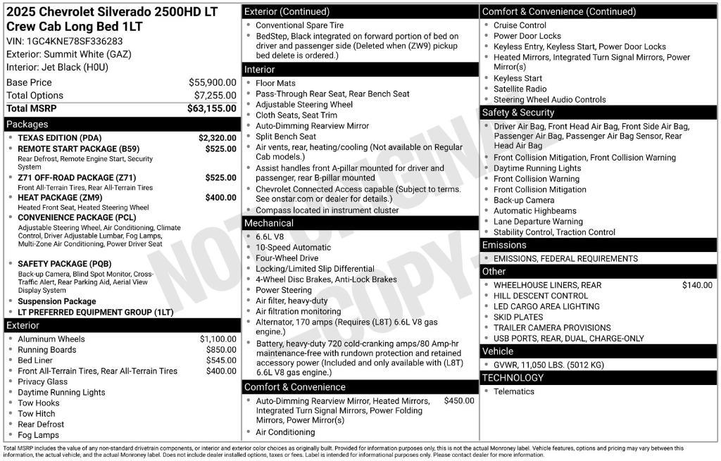 new 2025 Chevrolet Silverado 2500 car, priced at $60,358