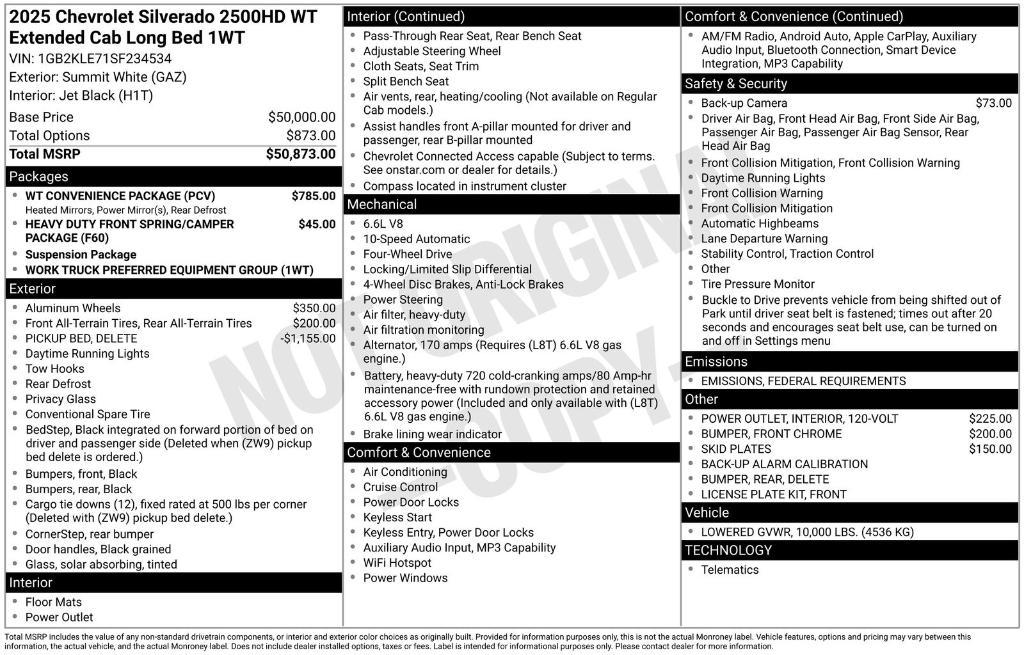 new 2025 Chevrolet Silverado 2500 car, priced at $67,823