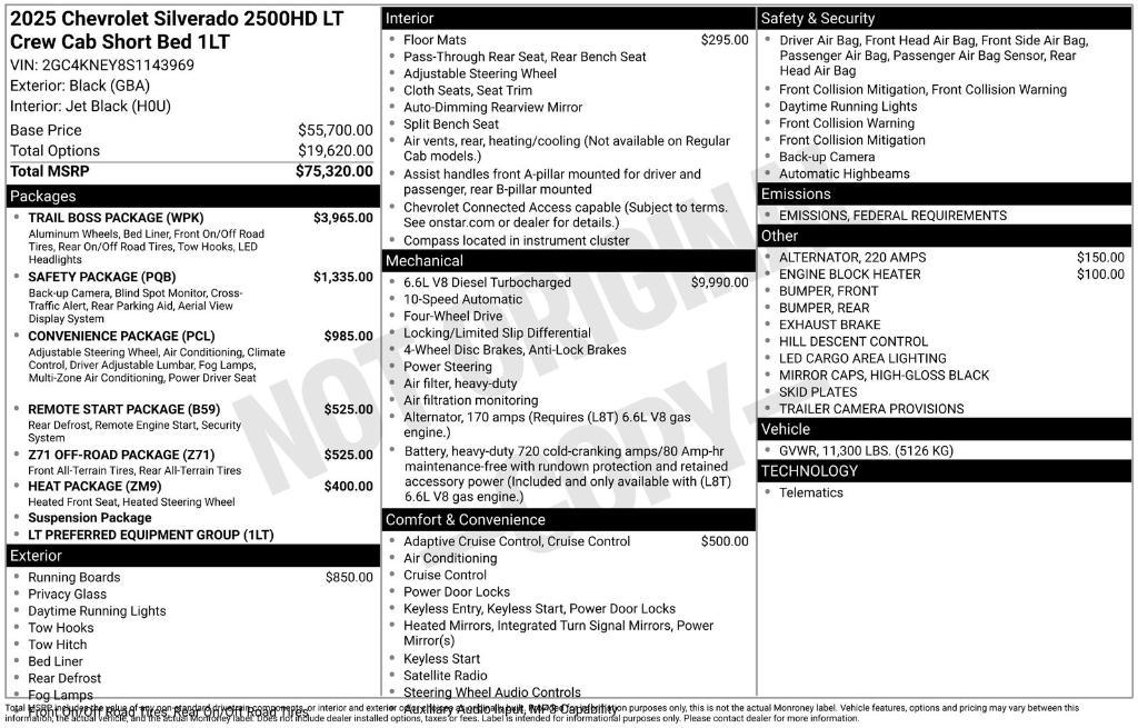 new 2025 Chevrolet Silverado 2500 car, priced at $70,995