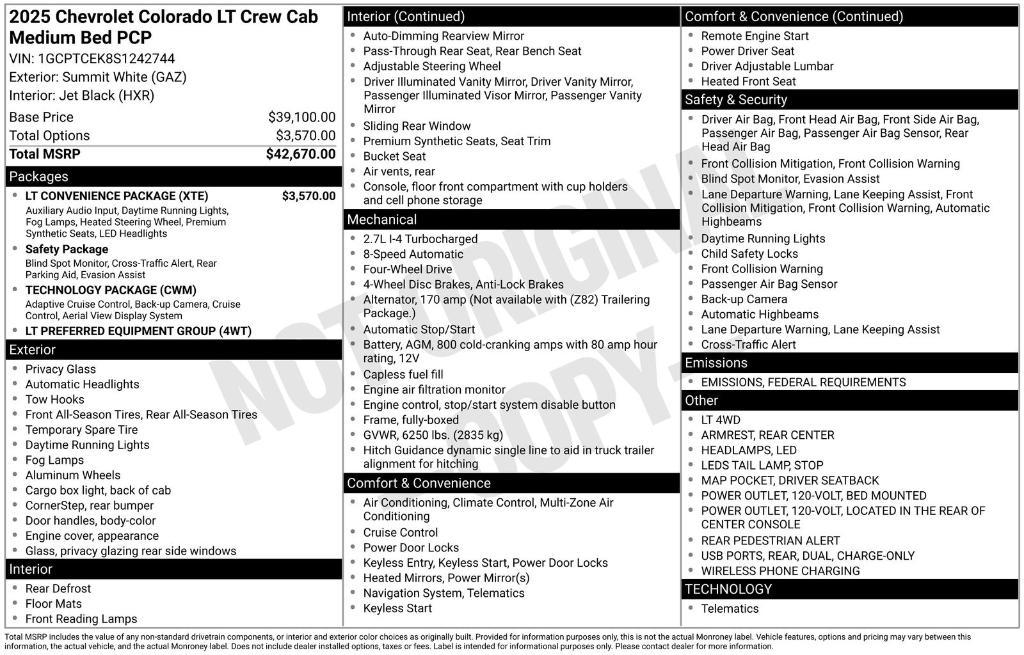 new 2025 Chevrolet Colorado car, priced at $43,365
