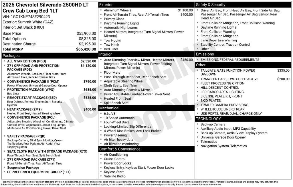 new 2025 Chevrolet Silverado 2500 car, priced at $59,900