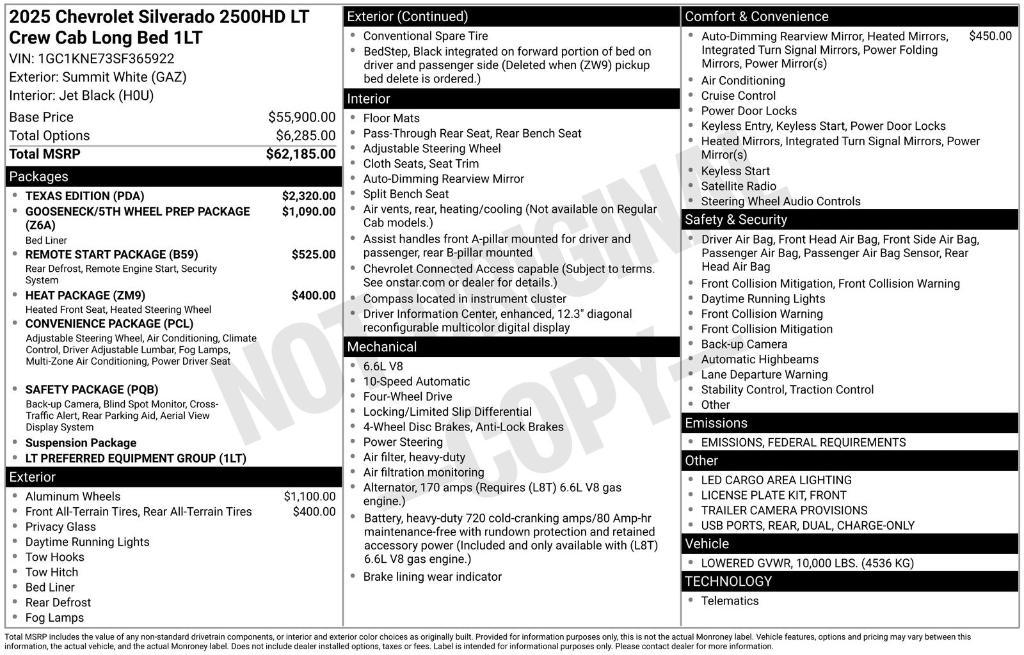 new 2025 Chevrolet Silverado 2500 car, priced at $59,015