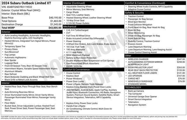 used 2024 Subaru Outback car, priced at $31,995