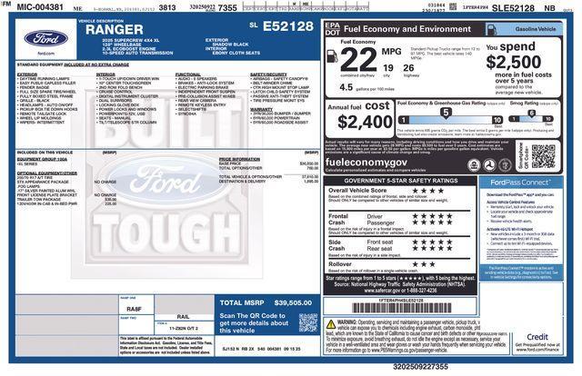 new 2025 Ford Ranger car, priced at $36,427
