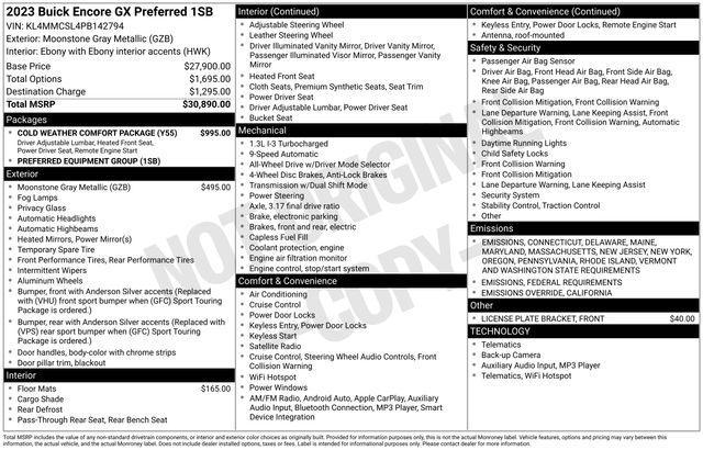 used 2023 Buick Encore GX car, priced at $24,995