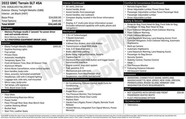 used 2022 GMC Terrain car, priced at $25,995