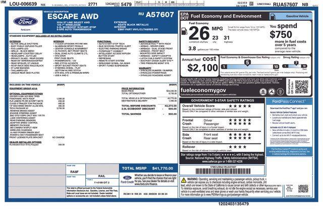new 2024 Ford Escape car, priced at $38,594