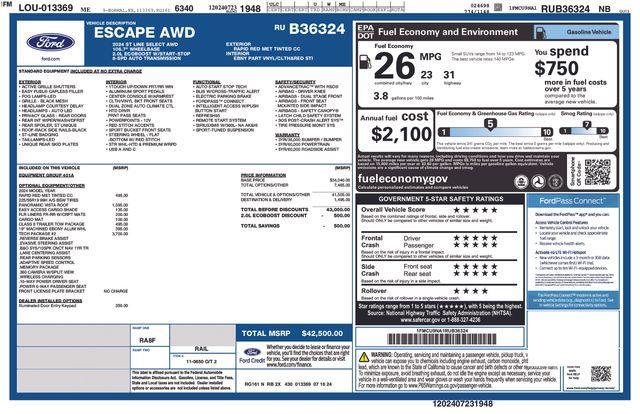 new 2024 Ford Escape car, priced at $39,290