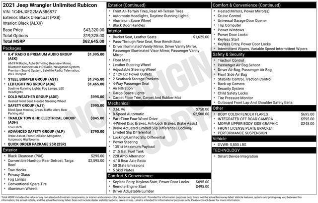 used 2021 Jeep Wrangler Unlimited car, priced at $38,495