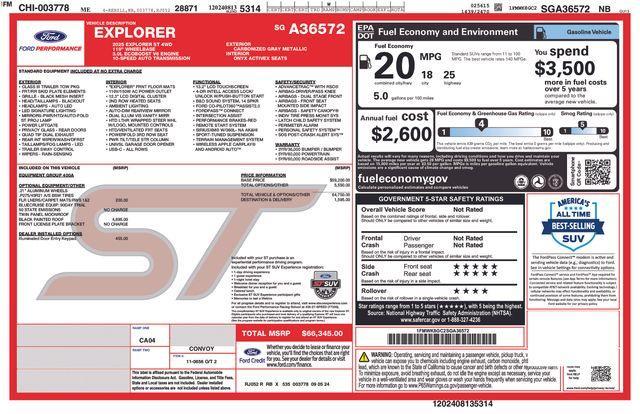 new 2025 Ford Explorer car, priced at $63,723