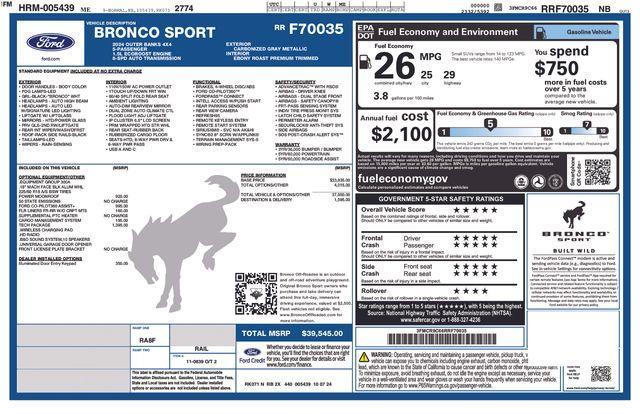 new 2024 Ford Bronco Sport car, priced at $37,423