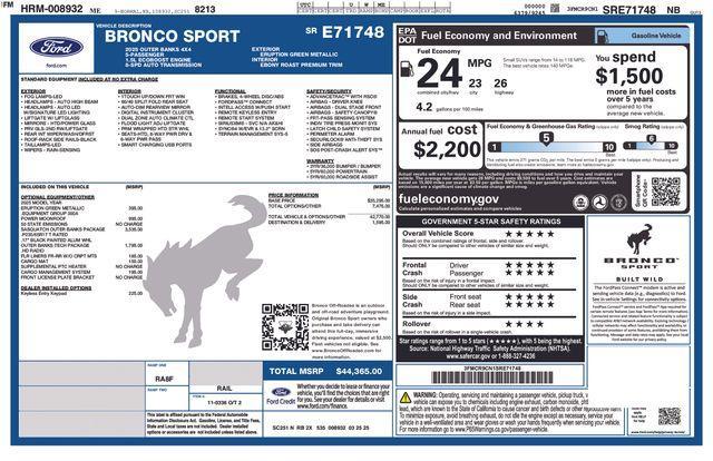 new 2025 Ford Bronco Sport car, priced at $42,737