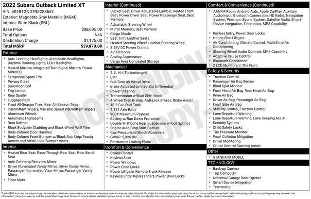 used 2022 Subaru Outback car, priced at $29,995