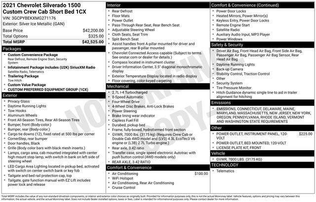 used 2021 Chevrolet Silverado 1500 car, priced at $28,995