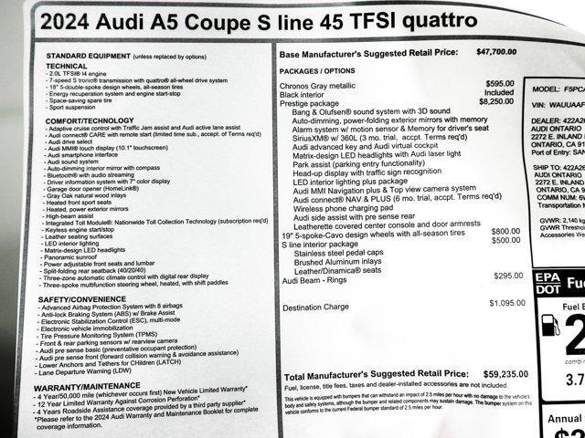 new 2024 Audi A5 car, priced at $59,235