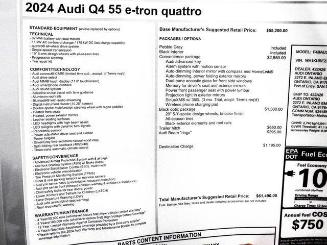 new 2024 Audi Q4 e-tron car, priced at $61,490