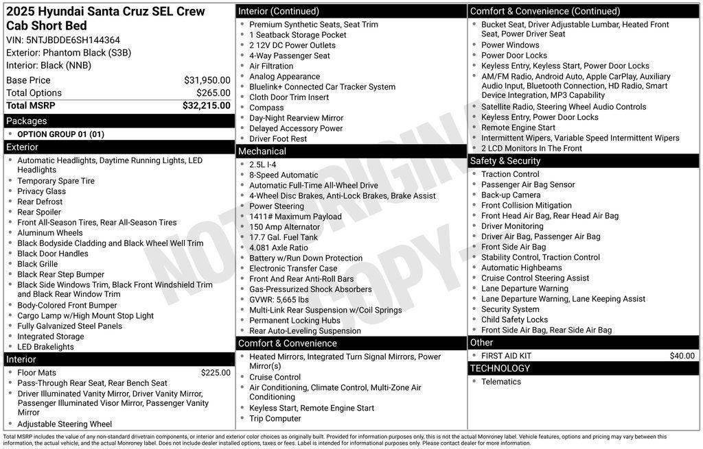 new 2025 Hyundai SANTA CRUZ car, priced at $31,808