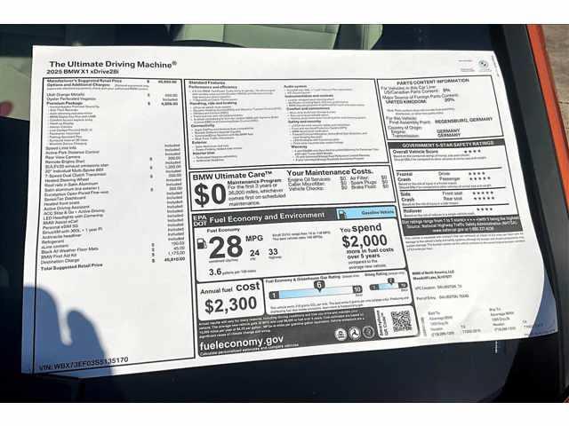 new 2025 BMW X1 car, priced at $49,810