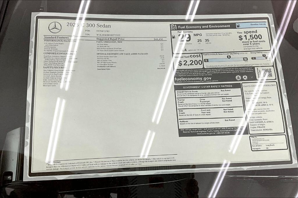 new 2025 Mercedes-Benz C-Class car, priced at $50,985