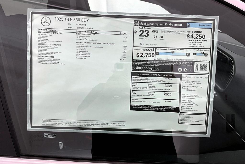 new 2025 Mercedes-Benz GLE 350 car, priced at $66,385
