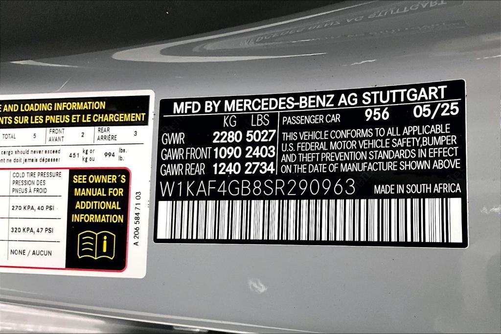 new 2025 Mercedes-Benz C-Class car, priced at $52,455