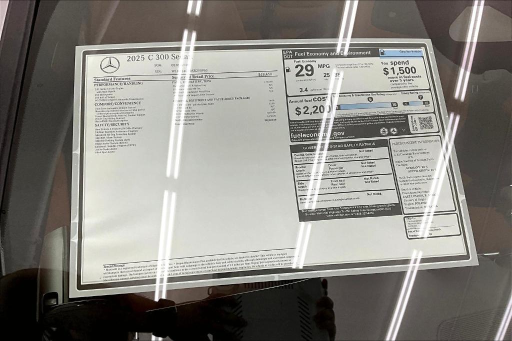 new 2025 Mercedes-Benz C-Class car, priced at $52,455