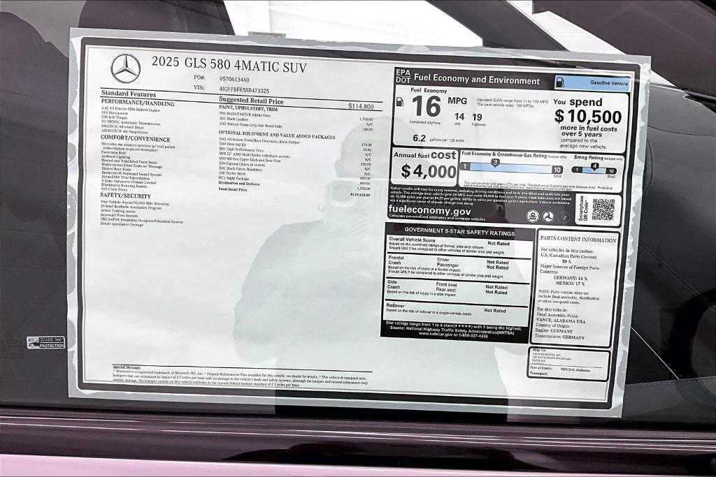 new 2025 Mercedes-Benz GLS 580 car, priced at $119,415