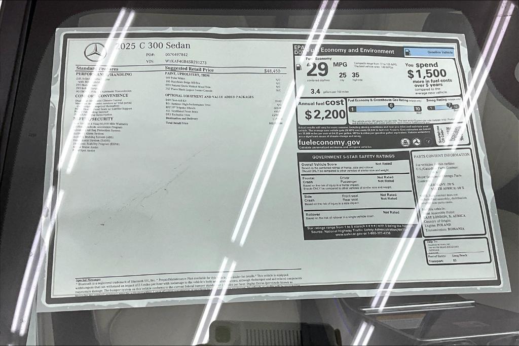 new 2025 Mercedes-Benz C-Class car, priced at $52,935