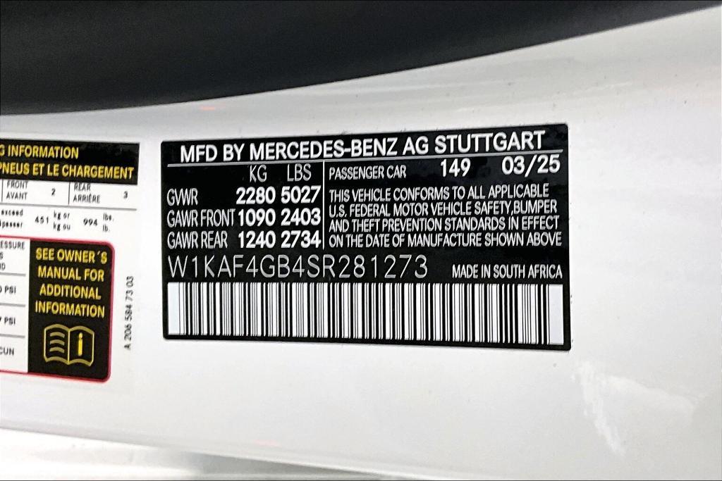 new 2025 Mercedes-Benz C-Class car, priced at $52,935