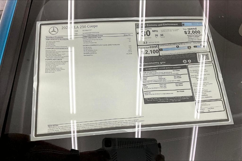 new 2026 Mercedes-Benz CLA 250 car, priced at $46,145