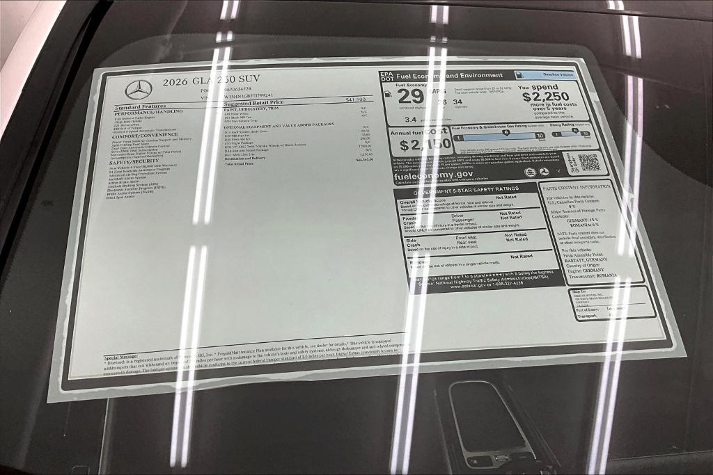 new 2026 Mercedes-Benz GLA 250 car, priced at $44,565