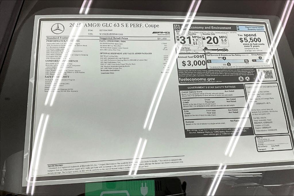 new 2025 Mercedes-Benz AMG GLC 63 car, priced at $100,995