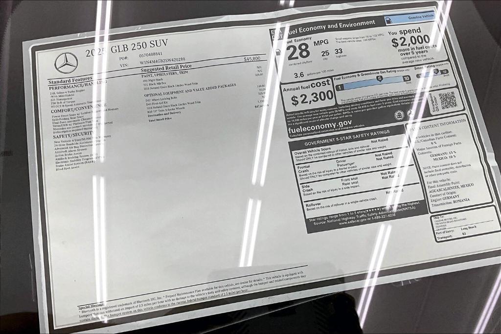 new 2025 Mercedes-Benz GLB 250 car, priced at $47,470