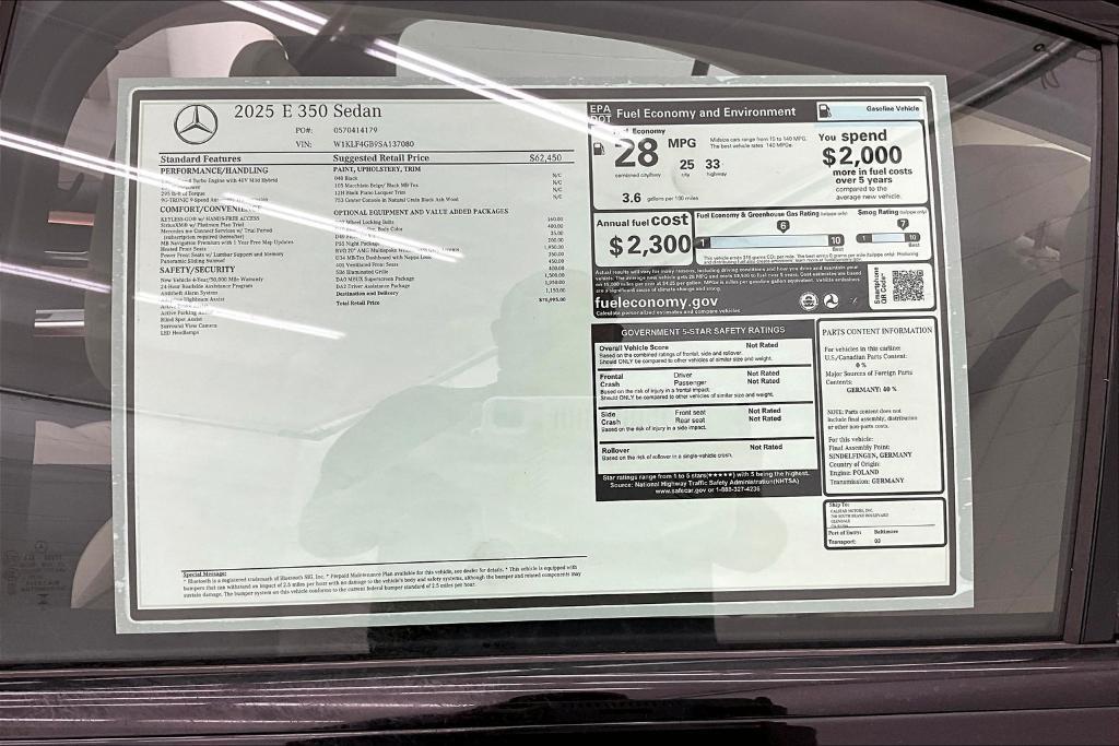 new 2025 Mercedes-Benz E-Class car, priced at $70,995