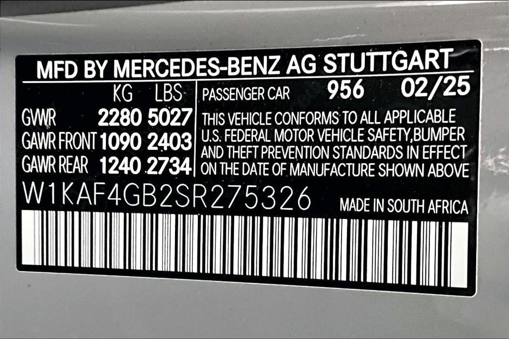 new 2025 Mercedes-Benz C-Class car, priced at $52,735